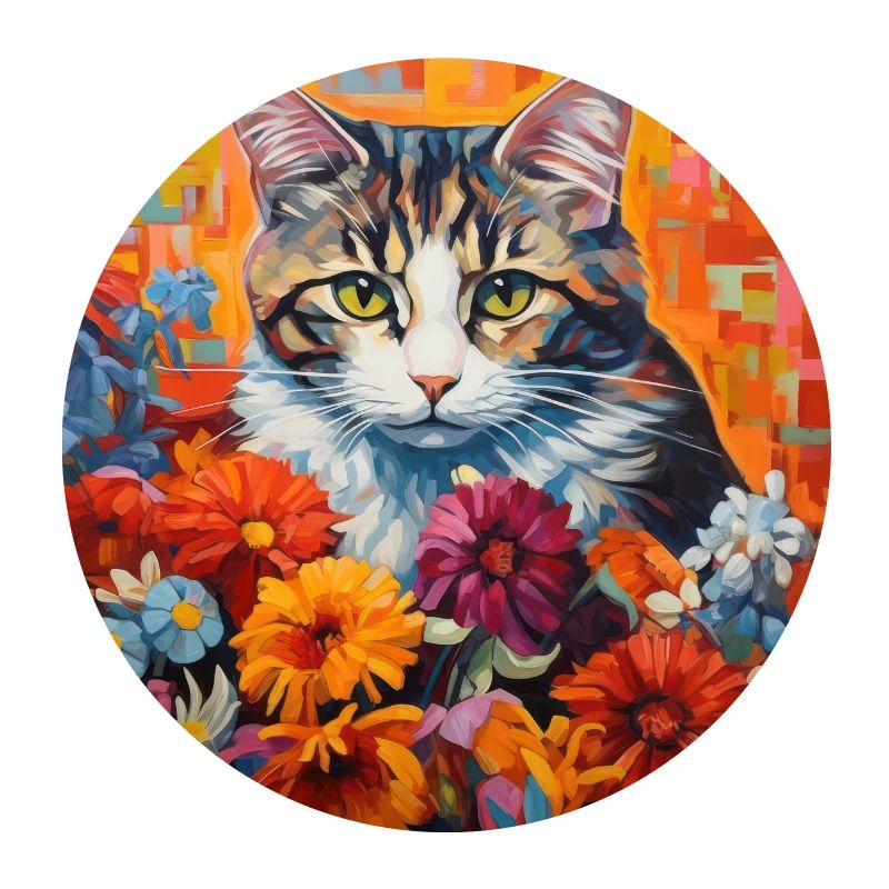 chat, motif de chat, fleurs, cadeau, idée cadeau