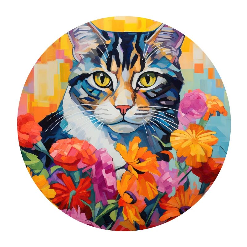 chat, motif de chat, fleurs, cadeau, idée cadeau