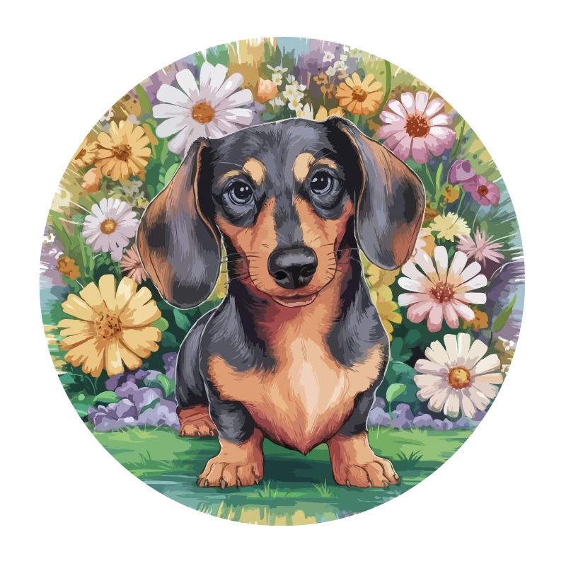 Dackel mit blumen