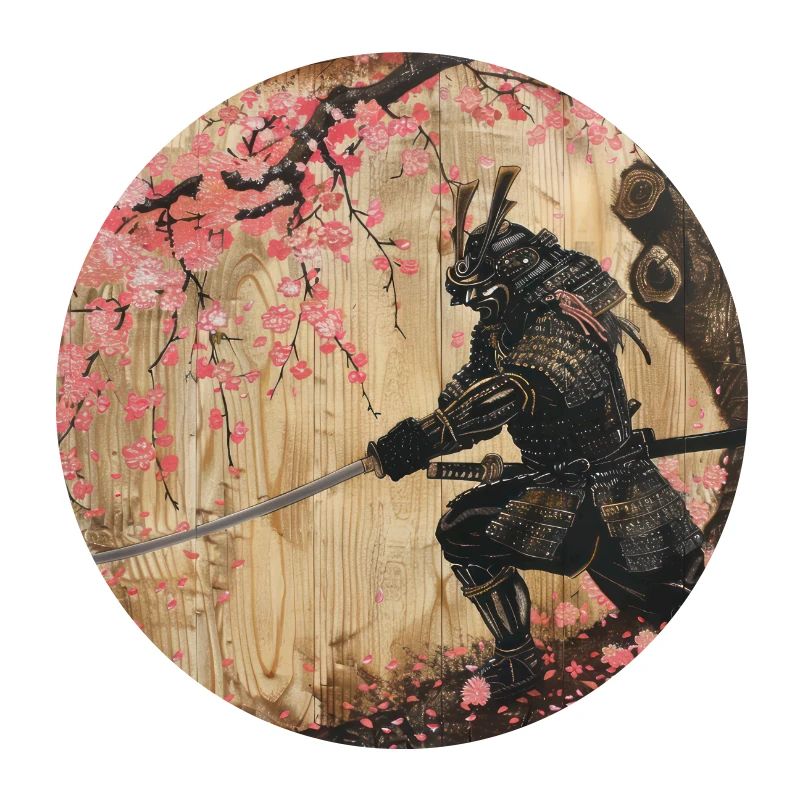 Japanese Samurai Cherry Blossom Art Ukiyo-E