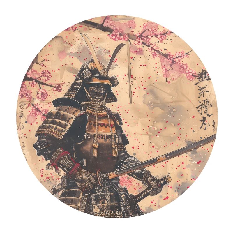 Japanese, Samurai, Cherry Blossom, Art, Ukiyo-E