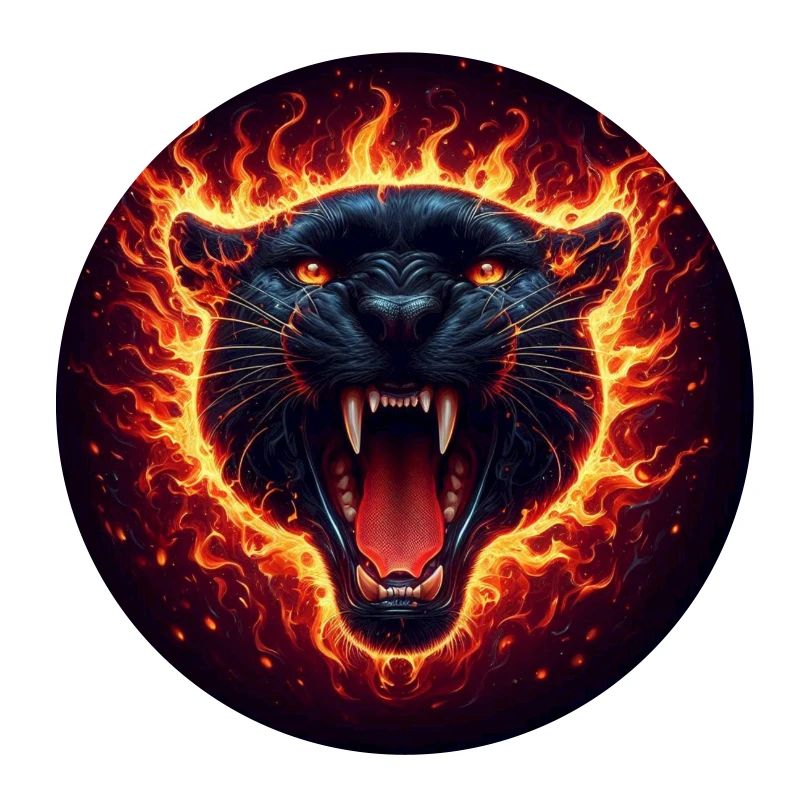 Panthère noire en feu