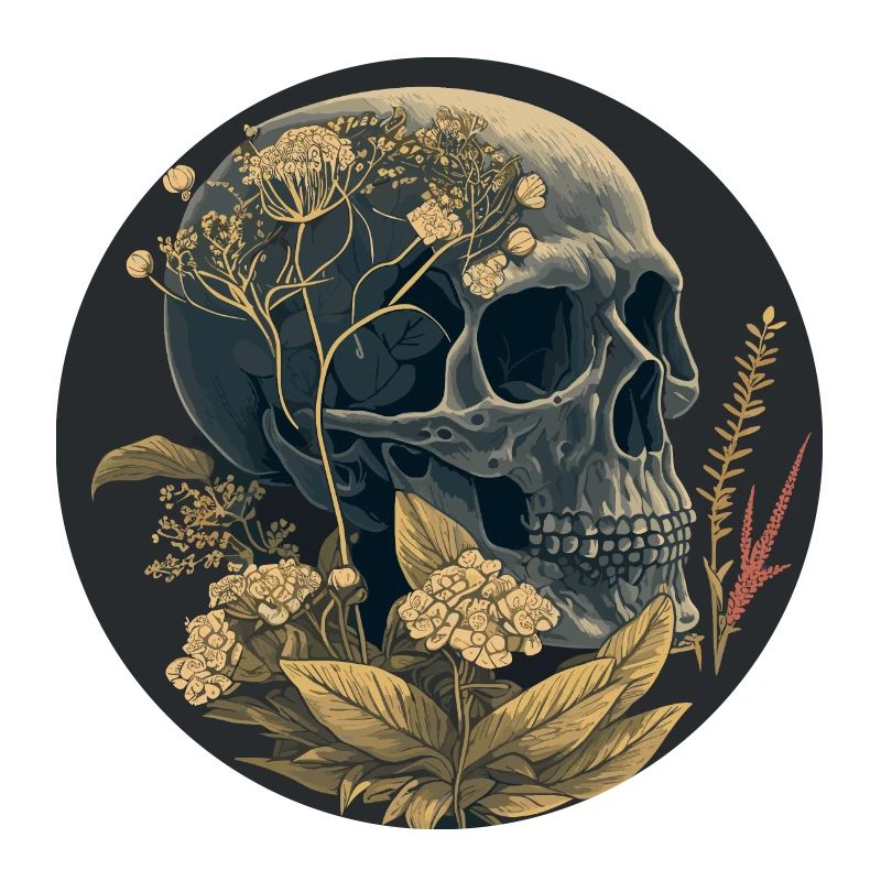 Human Skull & Flowers 17