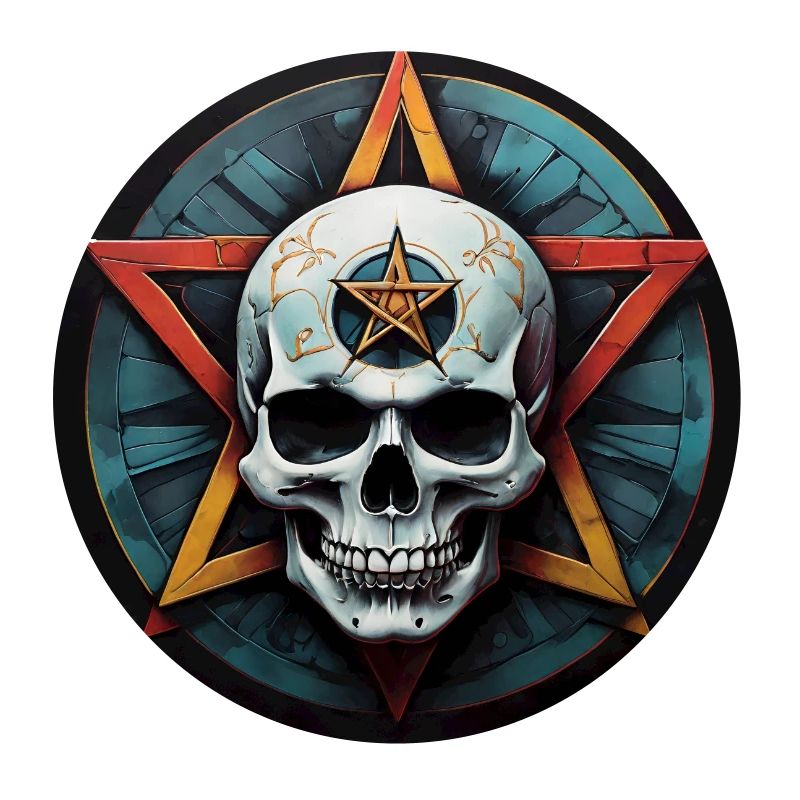 Crâne coloré avec pentagramme
