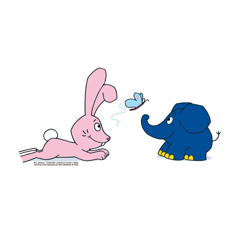 Éléphant et lapin avec papillon