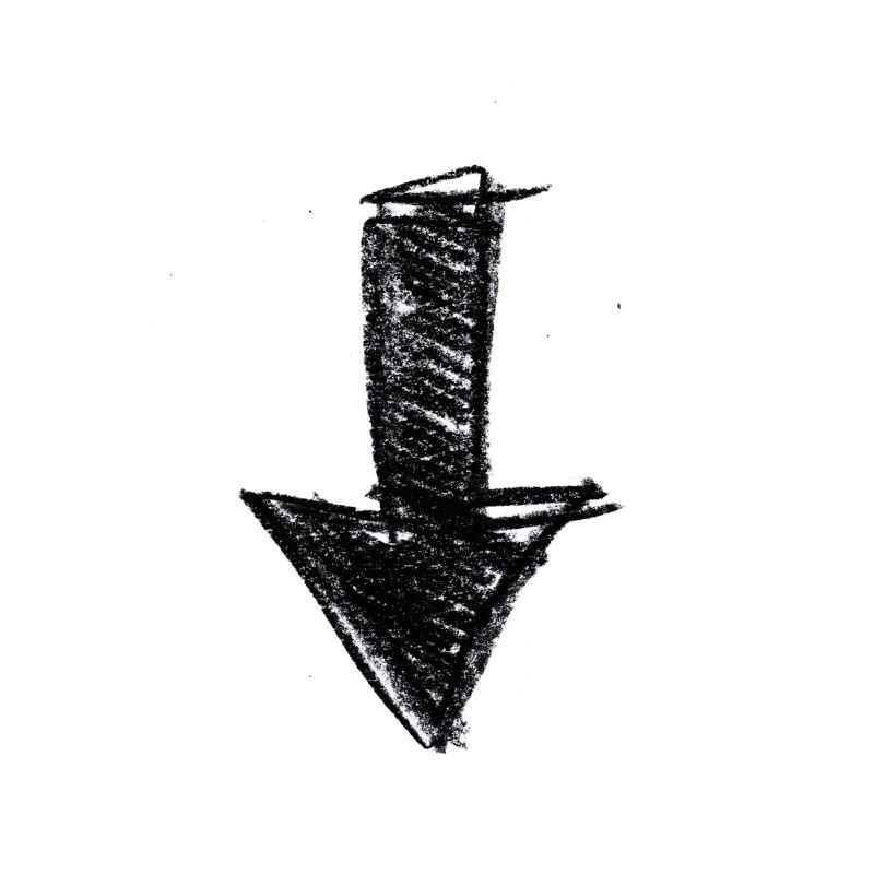 Flèche peint vers le bas idée de cadeau Scribble