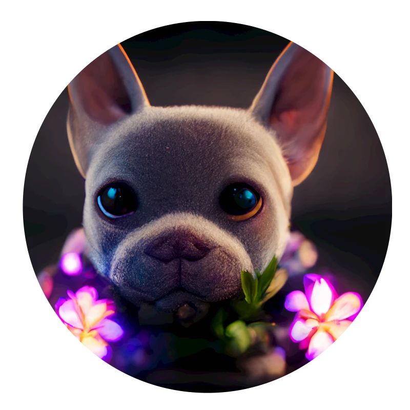 petit bouledogue Français mignon avec des fleurs