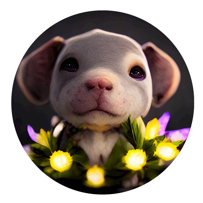 kleiner süßer Pitbull mit Blumen
