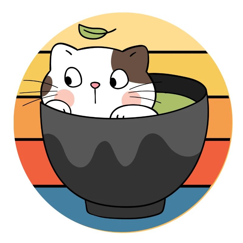 Drôle mignon Kawaii Cat Face Rétro Coucher de soleil