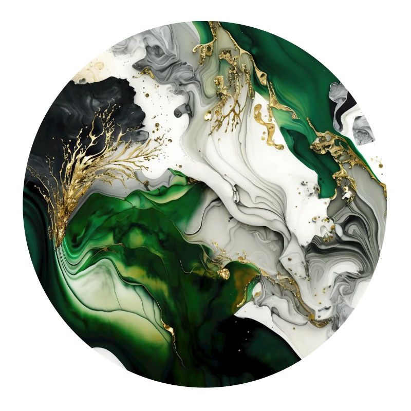 Forest Green And Gold Paint Swirl Pattern