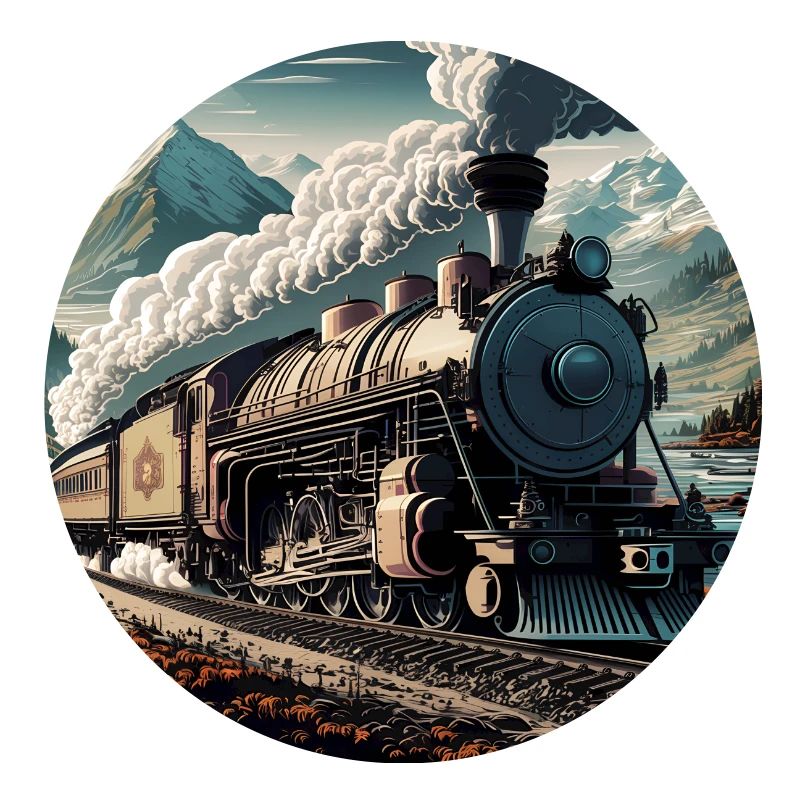 Große schwere Dampflok zieht einen Eisenbahnzug