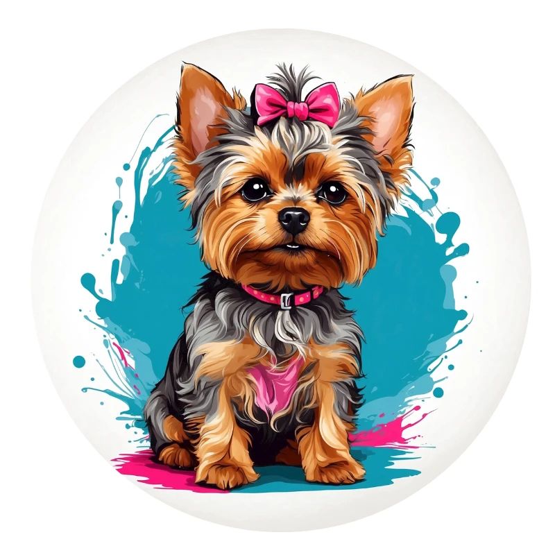 Mignon Yorkshire Terrier Yorkie sur des éclaboussures de couleur