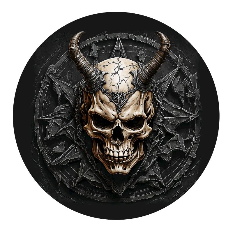 Decorative Skull with Horns and Pentagram