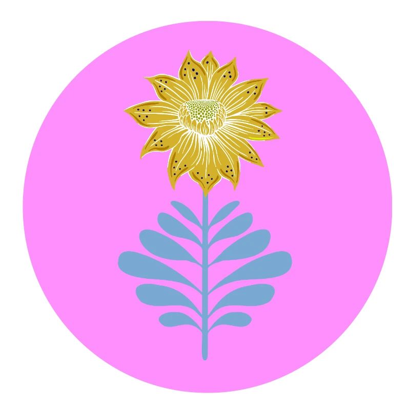 Fleur jaune fluo sur rose fluo