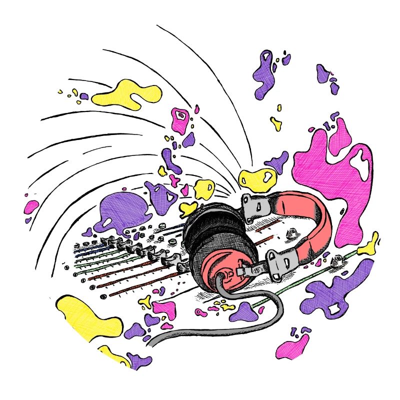Casque d'écoute et console DJ [violet]