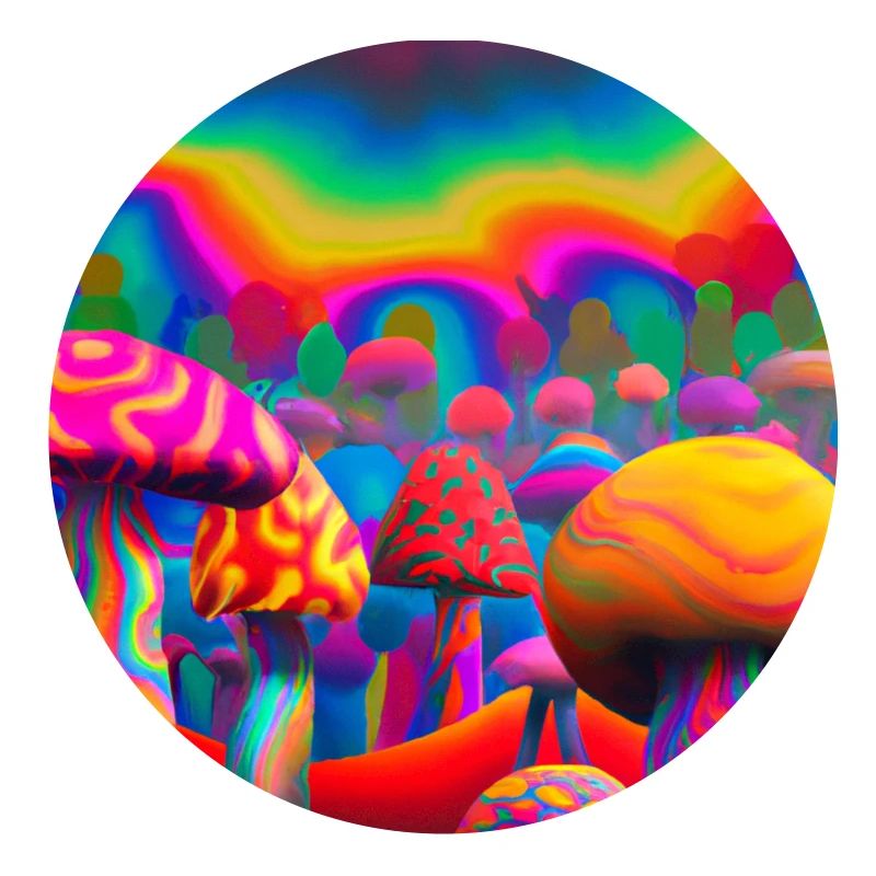 Forêt de champignons arc-en-ciel