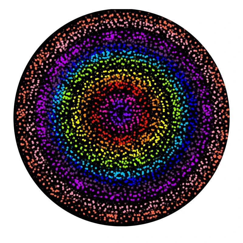 Konzentrische Regenbogenpunktkreise