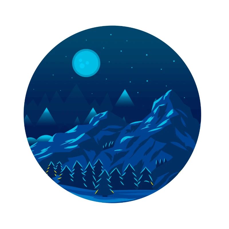 Mountains at night with forest