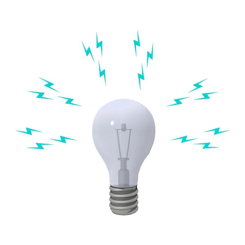 Lightbulb with lightning symbols