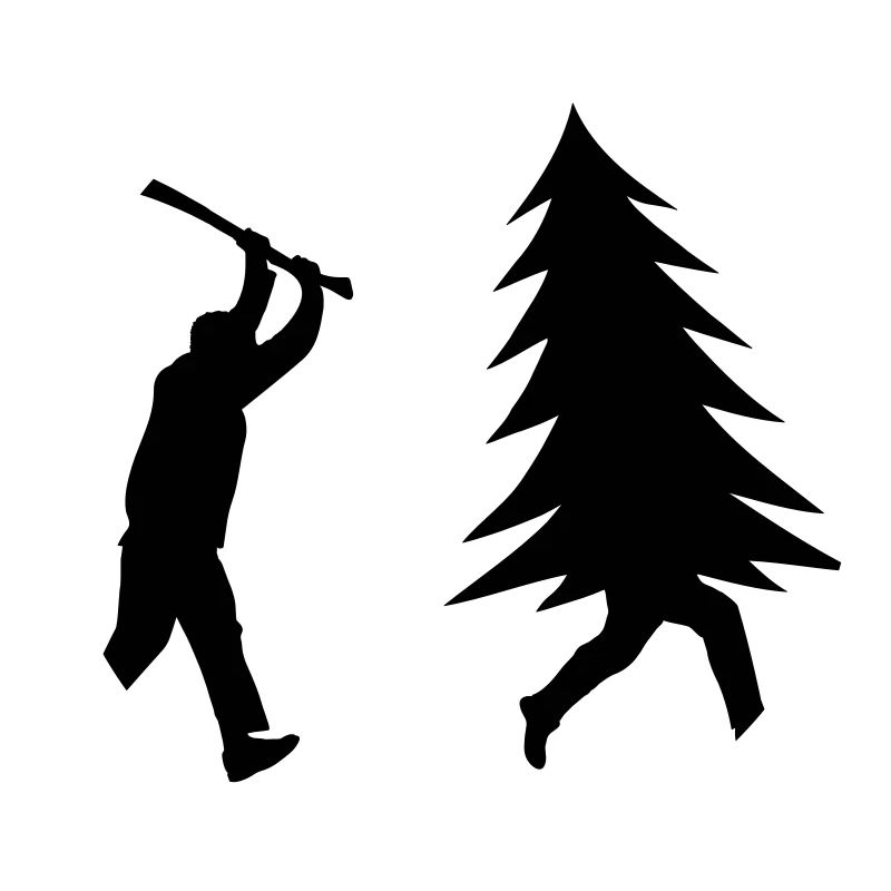 Funny Christmas tree is chased by Lumberjack