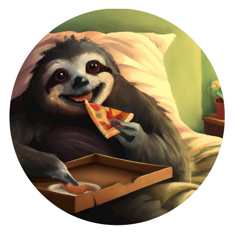 Paresseux heureux mangeant de la pizza