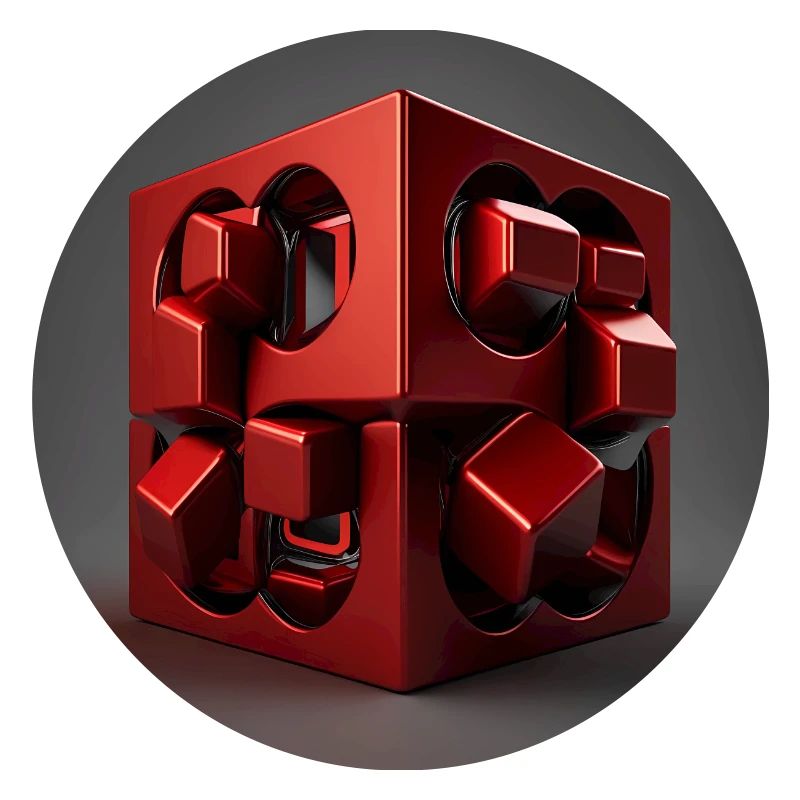 3D Cube in red