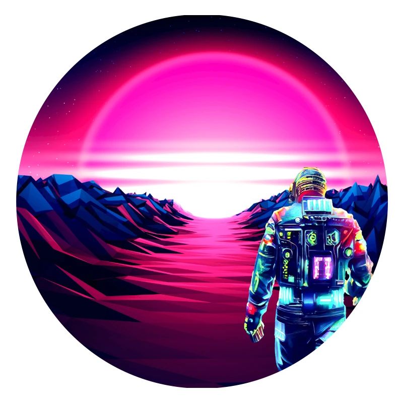 Astronaut Cyber Sunset Pink Gradient -