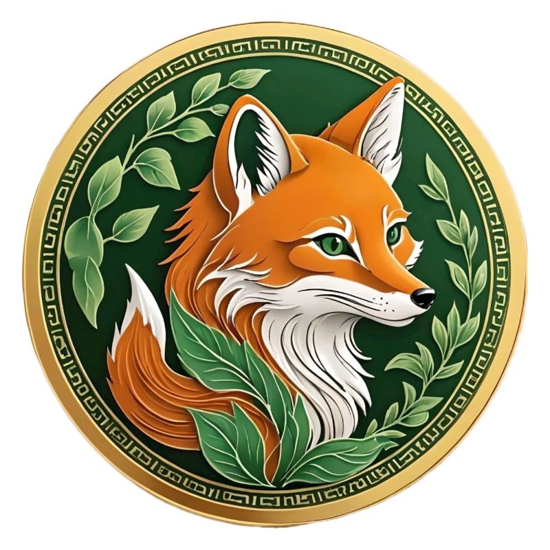 Fancy coin a green fox with orange