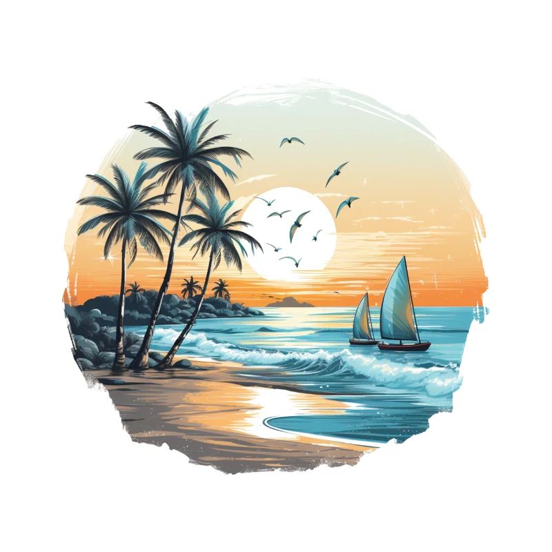 Vibrations de l’océan, vibrations de la plage, coucher de soleil sur la plage, oce