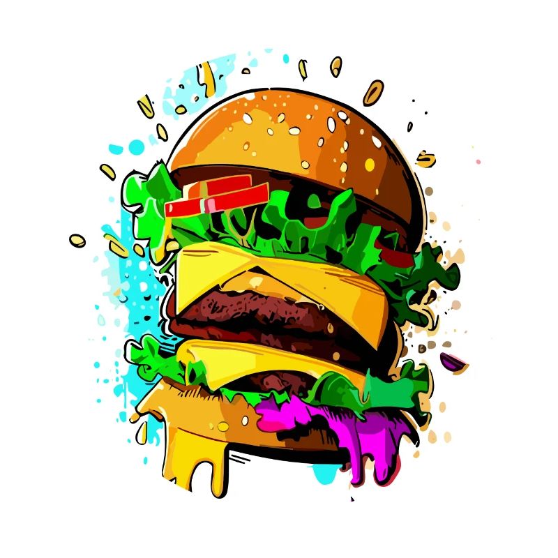 Graffiti Burger Farbenfroher Cheeseburger