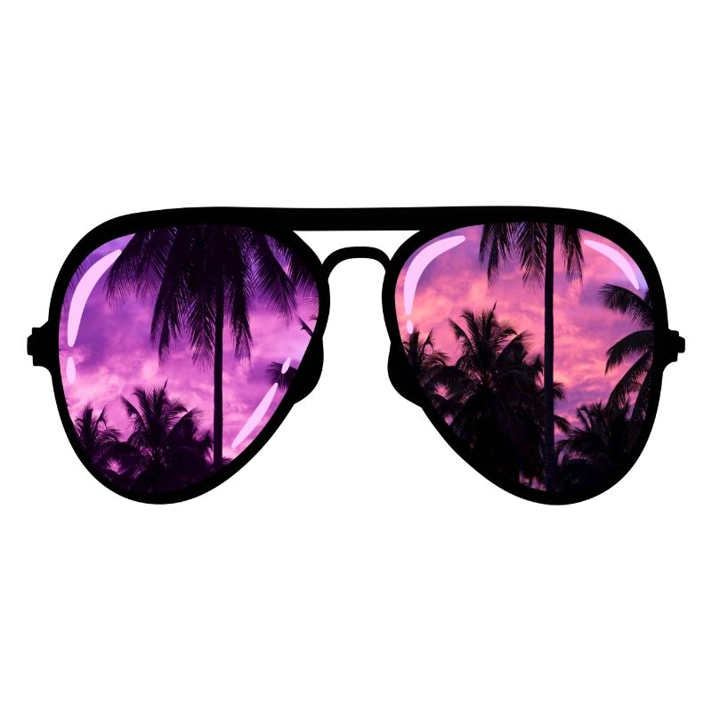 cool sunglasses with palm tree