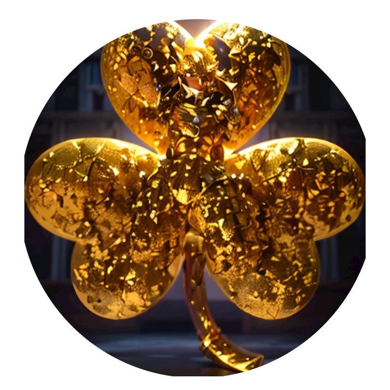 Trèfle, or, paillettes, trèfle