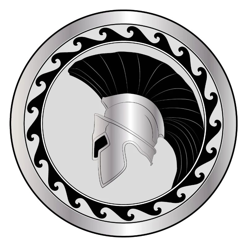 elmo greco e scudo, troiano, argento-nero