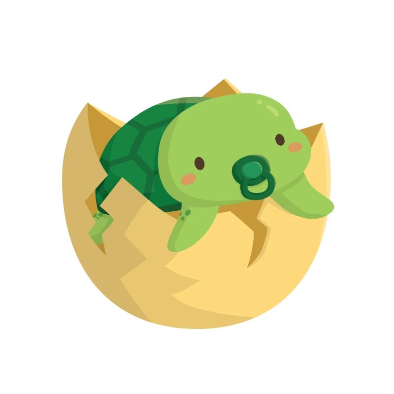 Cute Baby Turtle Hatching From Shell