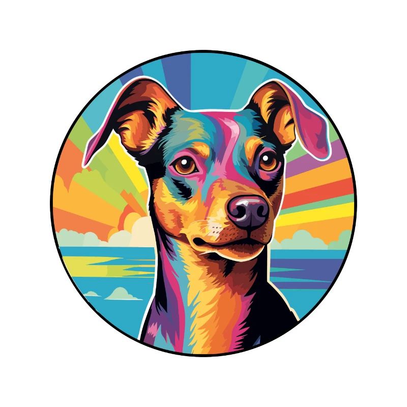 Deutsche Pinscher Hunderasse bunte Karikatur Waterco