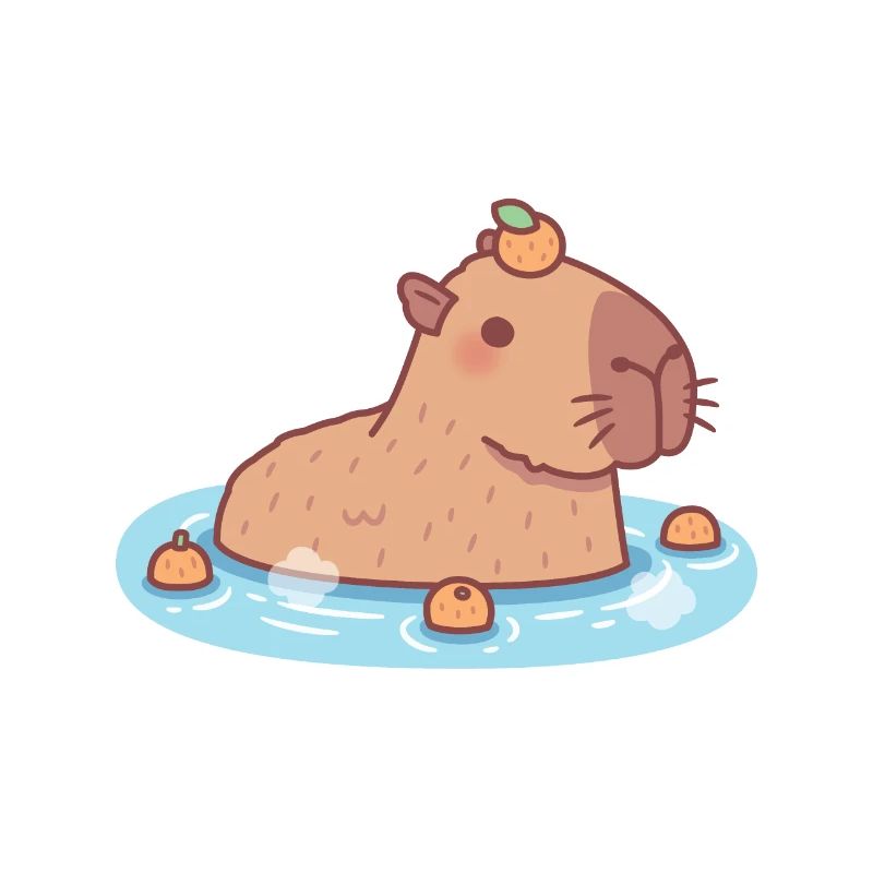 Cute Capybara Chilling In Hot Spring