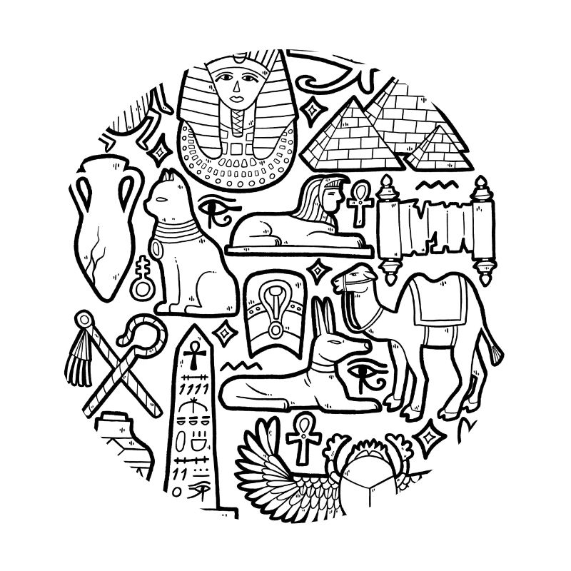 Ägypten Doodles Pyramide Pharao Sphinx Kairo