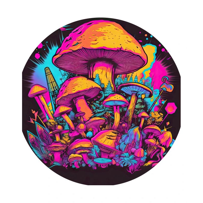 Synthwave Magic Mushrooms - Trippy Retro Art