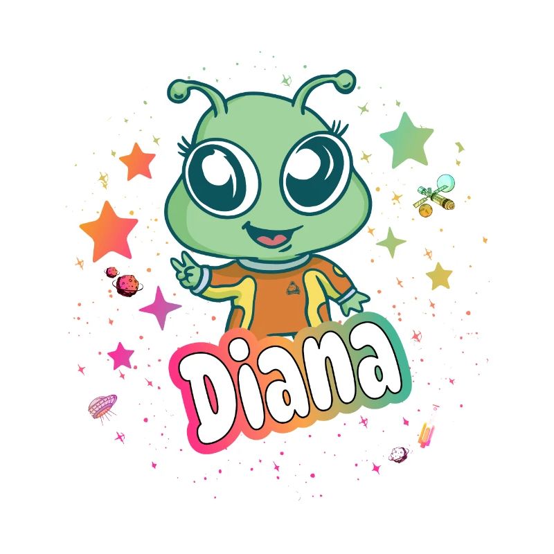 DIANA - Beau nom de fille avec extraterrestre mignon