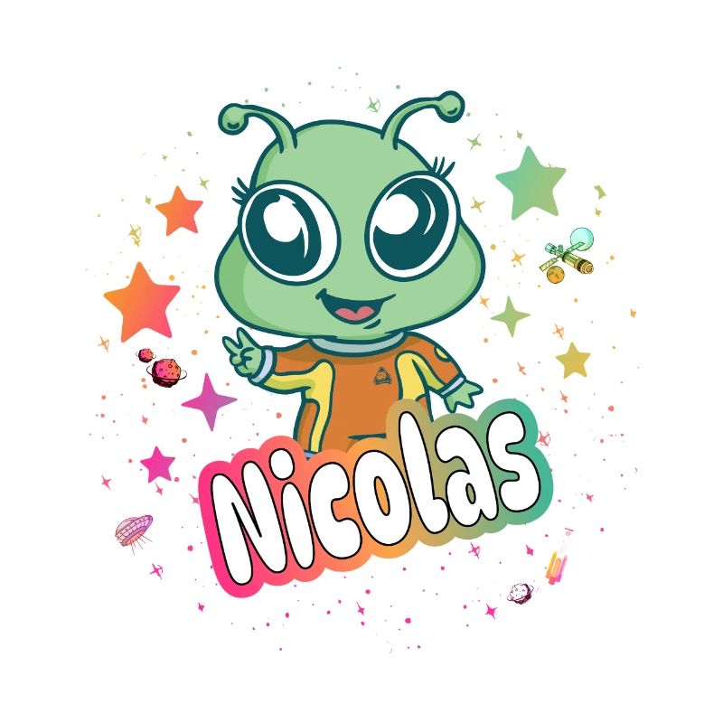 NICOLAS - Beau nom de garçon avec un extraterrestre mignon