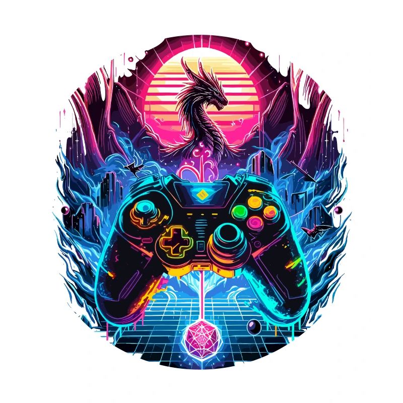 Synthwave Dragon Gaming Fantasy
