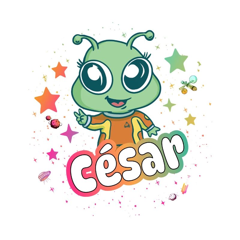 CÉSAR - Beau nom de garçon avec un extraterrestre mignon