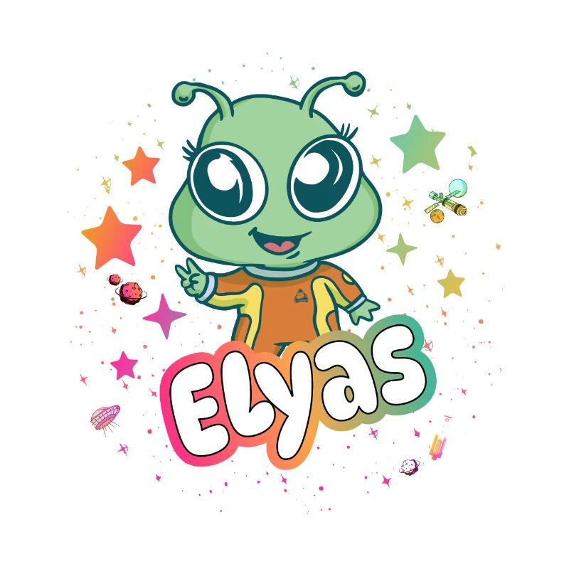 ELYAS - Beau nom de garçon avec un extraterrestre mignon