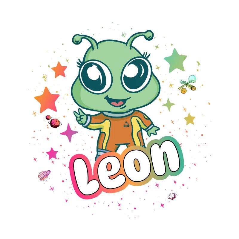 LEÓN - Beau nom de garçon avec extraterrestre mignon