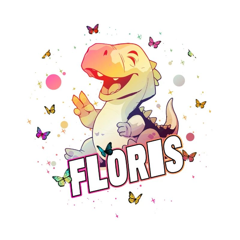 FLORIS - Beau prénom de garçon avec mignon DINO T-REX