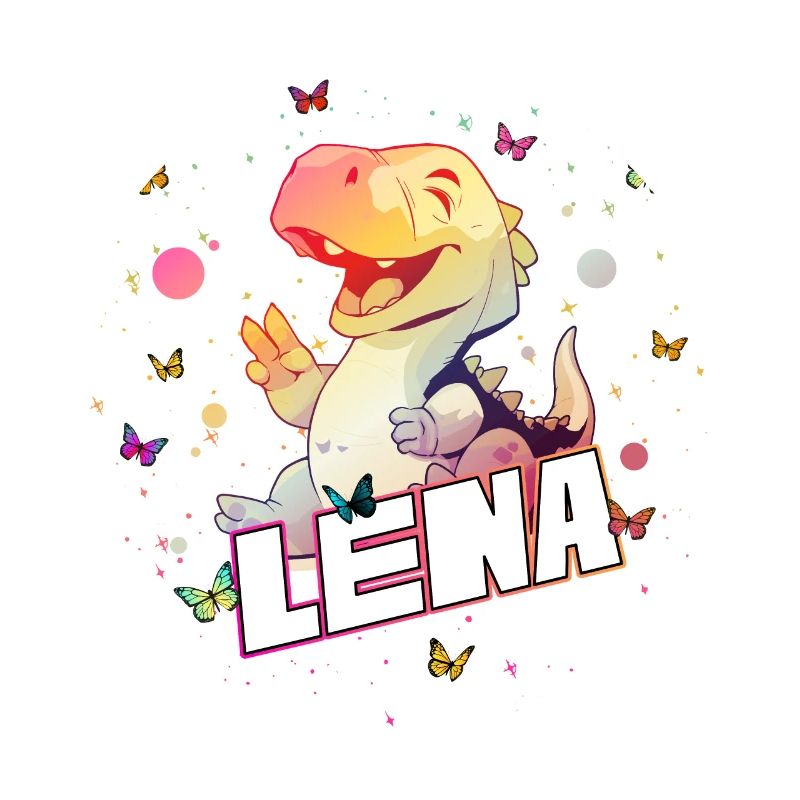 LENA - Schöner MÄDCHEN Name mit süßem DINO T-REX