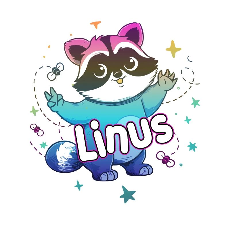 LINUS - Beau nom de garçon avec un raton laveur mignon