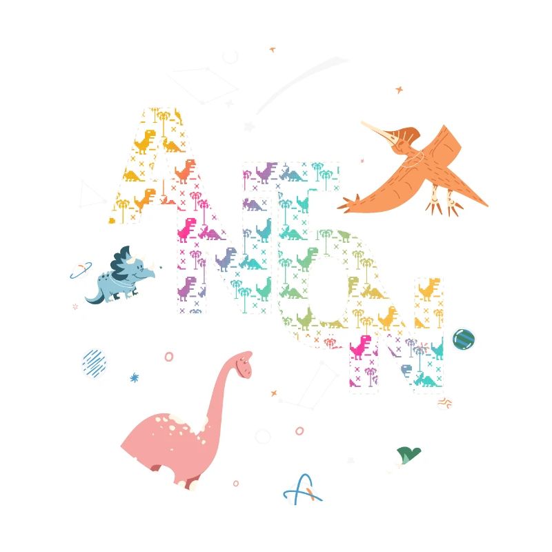 ANTON - Beautiful boy name with dinosaur