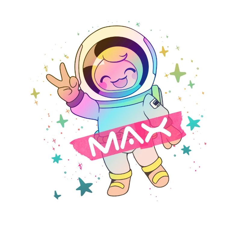 MAX - Beautiful boy name with cute astronaut