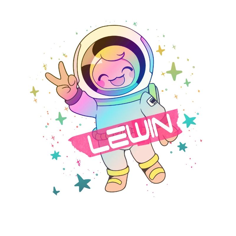 LEWIN - Beautiful boy name with cute astronaut